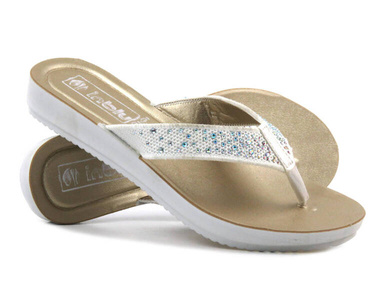 Dámské žabky se zdobením - INBLU MILA, bílé