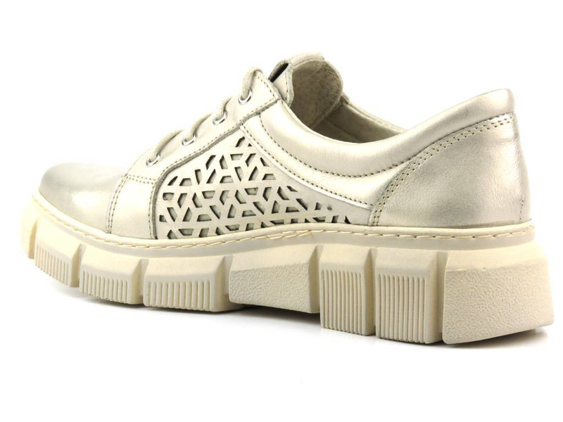 Pohodlná dámská kožená obuv - Helios Komfort 375S, zlatá