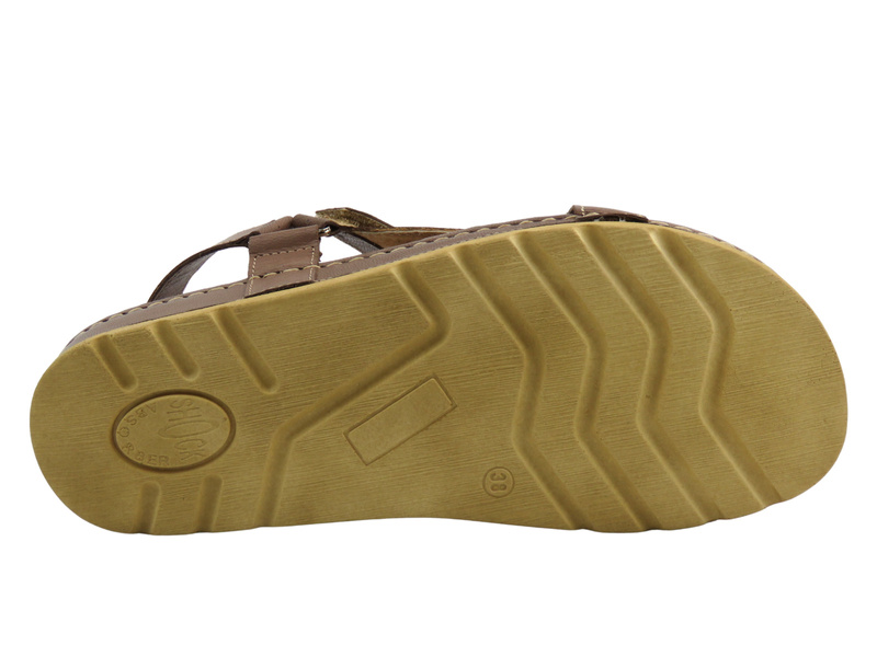 Kožené dámské sandály hnědé Nika Komfort 1056