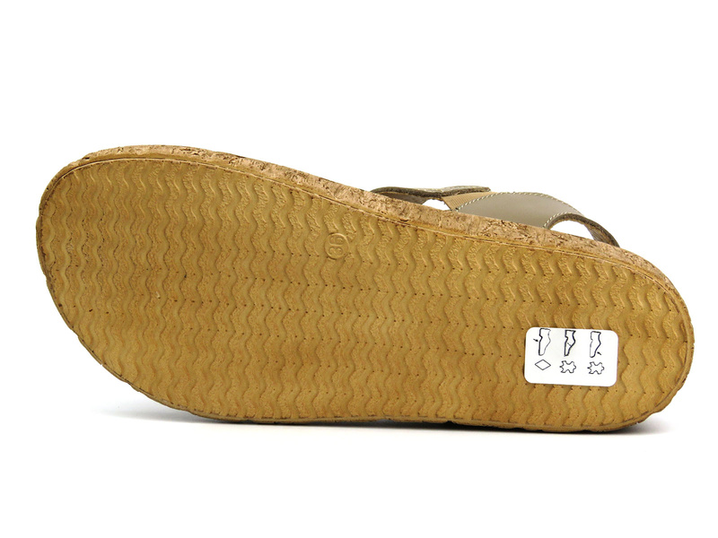 Dámské kožené sandály na platformě - HELIOS Comfort 133, kapučínové