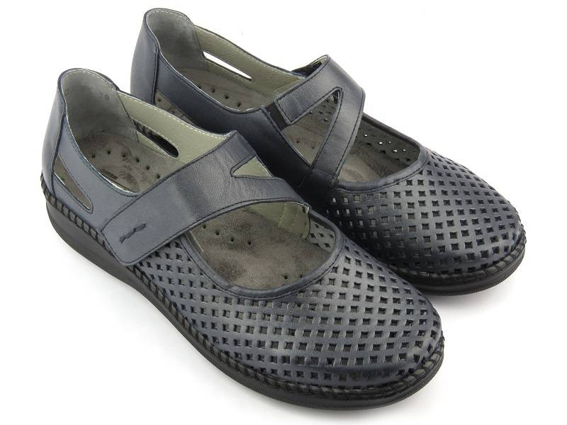 Dámské prolamované boty s vyšší šířkou - Axel 1879/9879, tmavě modrá