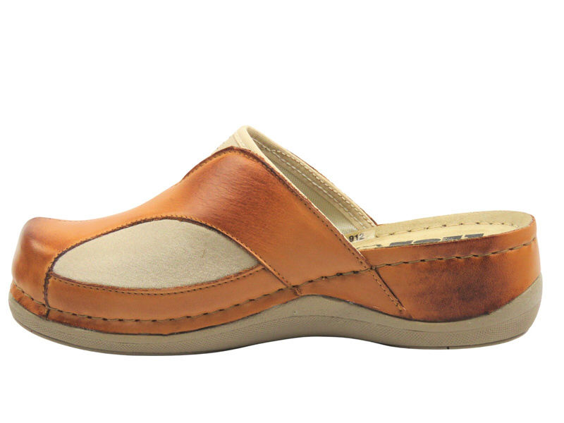 Dámské kožené pantofle hnědé Leon 912