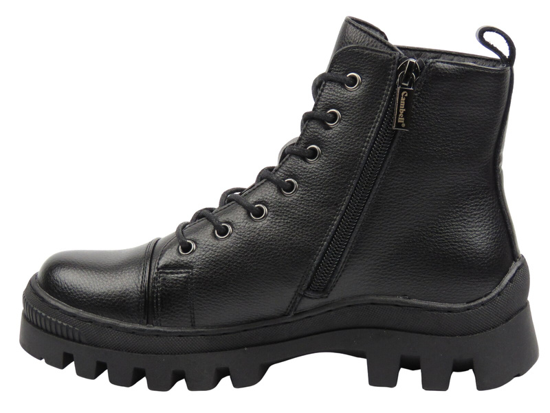 Dámské černé kožené kotníkové boty Cambell 25-19370