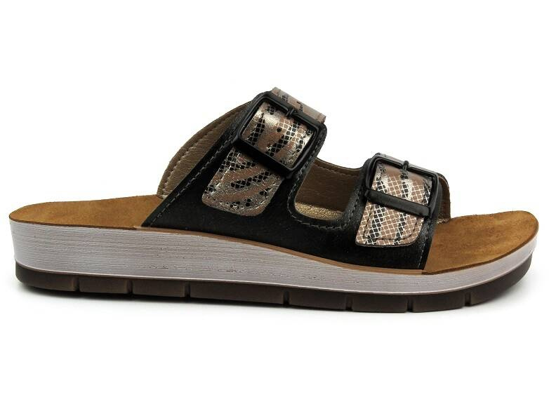 Dámské žabky s leopardím potiskem - INBLU CP-10, béžová a zlatá