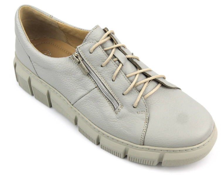 Dámské kožené polobotky polské značky - HELIOS Comfort 413, světle šedé