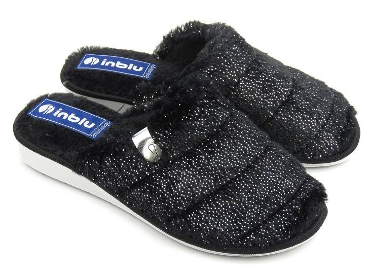 Kožešinové, měkké dámské pantofle - INBLU LB-95, černé