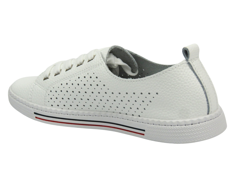 Kožené dámské polobotky – Nika Komfort H-607, bílé – šněrovací