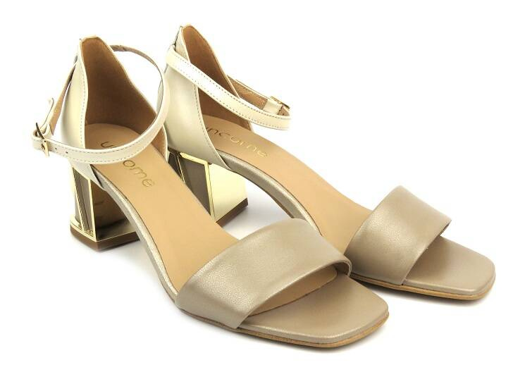 Dámské sandály s výrazným podpatkem - UNCOME 38558, béžová barva