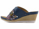 Dámské kožené sandály na klínku - HELIOS Komfort 297, tmavě modrá