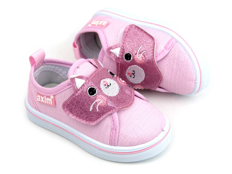 Pohodlné dětské tenisky s kočkou na svršku - AXIM 22102, růžové