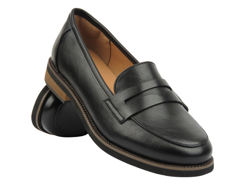 Elegantní dámské mokasínové boty - Potocki 25-12573, černé