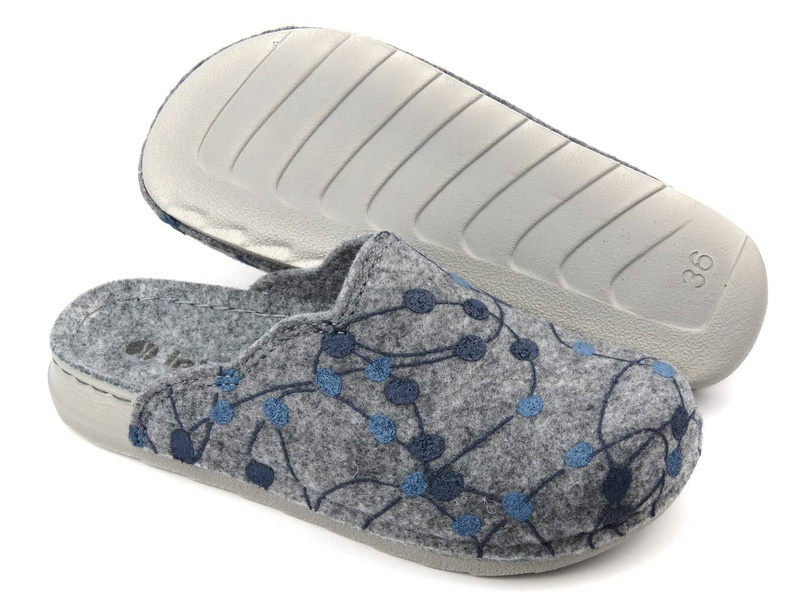 Dámské plstěné pantofle Inblu UA-35, šedé s puntíky