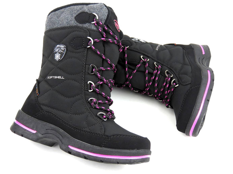 Dětské sněhule s membránou a softshellem - AMERICAN CLUB SN19, černé