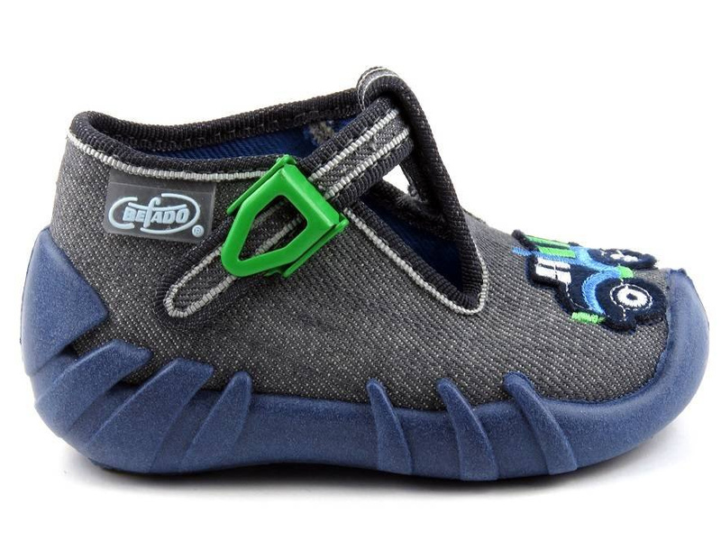 Dětské pantofle, chlapecké boty Befado 110P407, šedé s míchačkou na beton