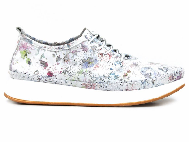 Dámské kožené boty s květinami - VENEZIA 01422077-2, bílé