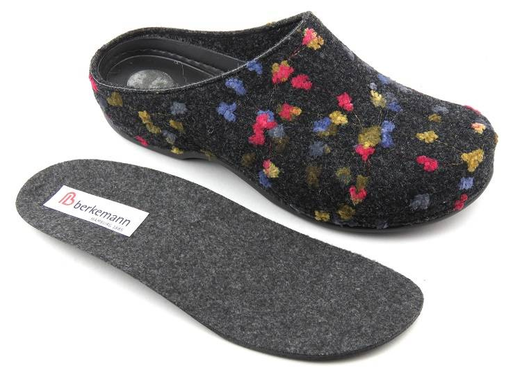 Dámské plstěné pantofle s květinami - BERKEMANN 01028-914 Donata, grafit