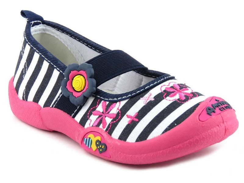 Dětské pantofle s gumičkou - American Club TEN 115/2016, tmavě modrá s pruhy