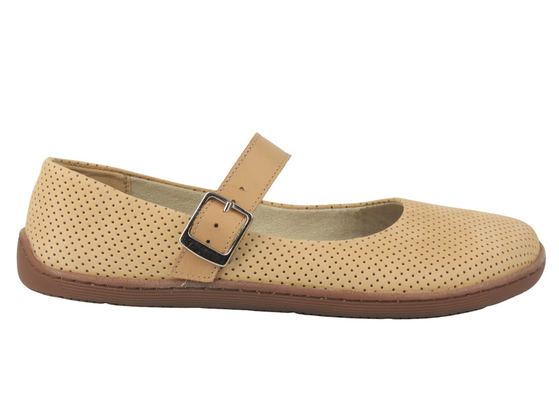 Barefoot kožené minimalistické dámské polobotky Nika Komfort 1445, béžové