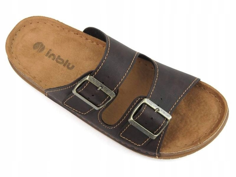 Klasické pánské žabky se dvěma přezkami - INBLU TH-19, tmavě hnědé