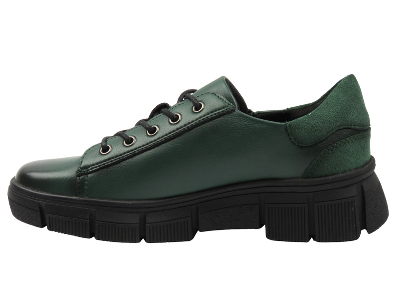 Zelené kožené dámské polobotky Cambell 25‑19305