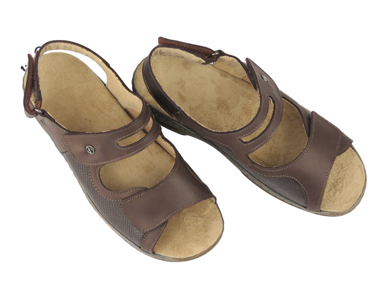 Dámské kožené sandály - HELIOS Comfort 172 tmavě hnědé