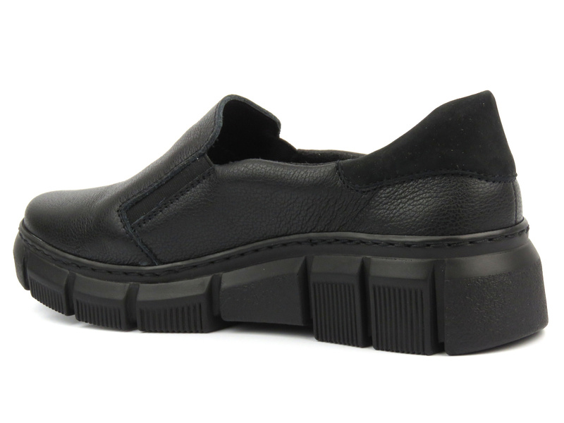 Dámské kožené nazouvací polobotky - Wasak 0704, černá