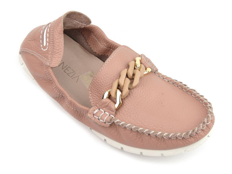 Elastické dámské mokasíny z přírodní kůže - VENEZIA 1393 R206, růžová