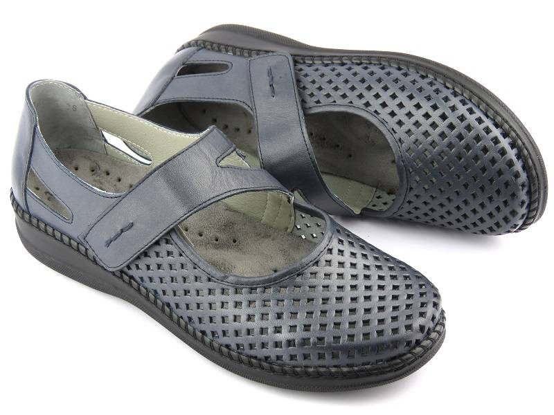 Dámské prolamované boty s vyšší šířkou - Axel 1879/9879, tmavě modrá