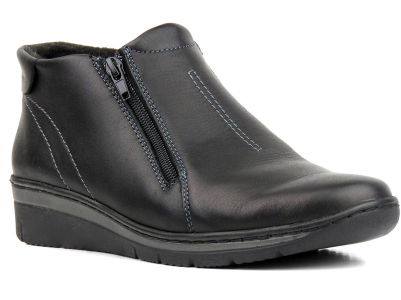 Dámské kotníkové boty na dva zipy - HELIOS Komfort 545-2, černé