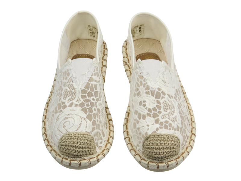 Dámské nazouvací polobotky – espadrilky Potocki 25-103301, bílé