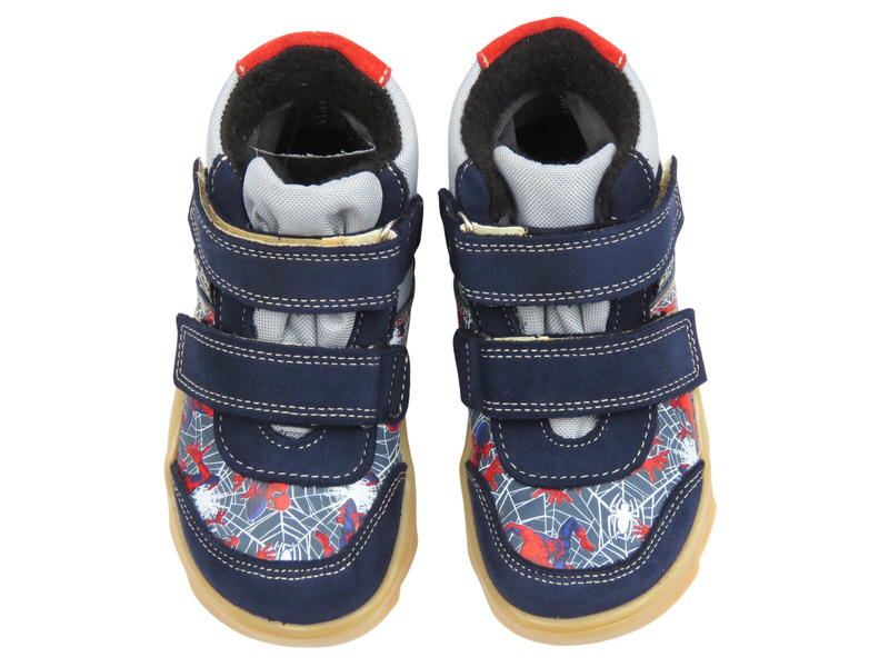 Dětské kotníkové boty a polobotky na suchý zip – Jamet 1124, modrá kožená