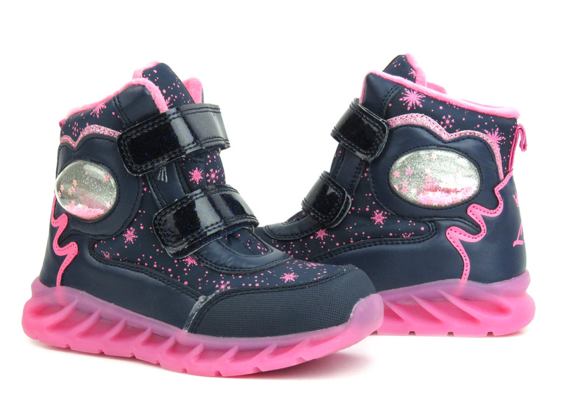 Dětské sněhule, svítící - AMERICAN CLUB ES 146/23, tmavě modrá