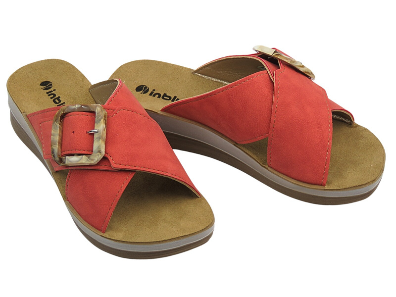 Dámské pantofle s přezkou červené INBLU FT-20