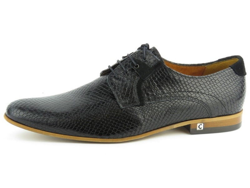 Pánské derby s imitací šupin - CONHPOL 4934, černá