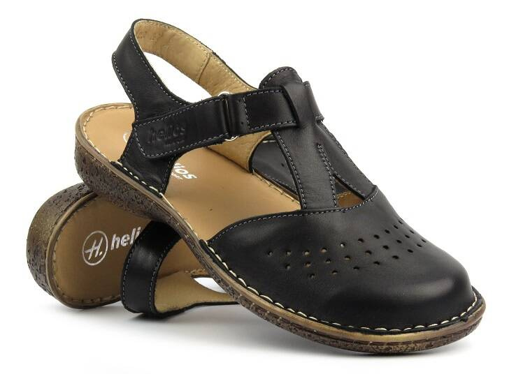 Dámské kožené sandály černé Helios Komfort 128