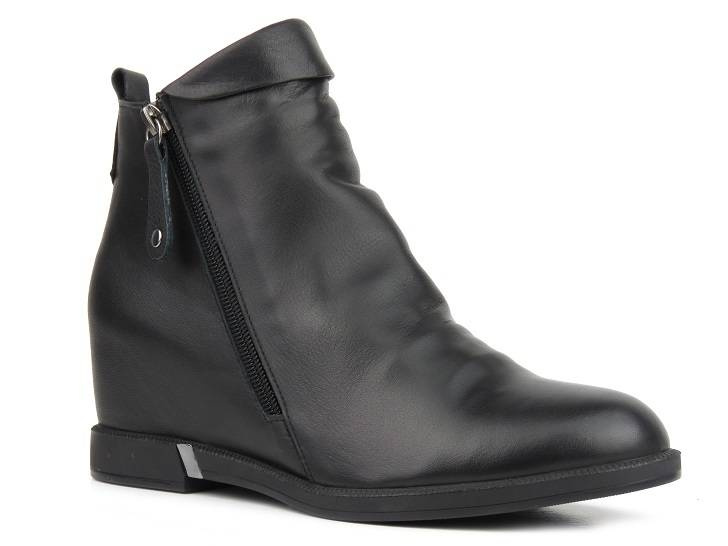 Kožené dámské kozačky na klínku - Venezia 3534 R001, černé