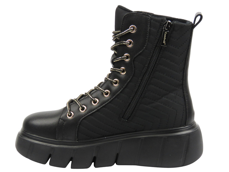 Dámské kožené kotníkové boty černé Cambell 25-19348