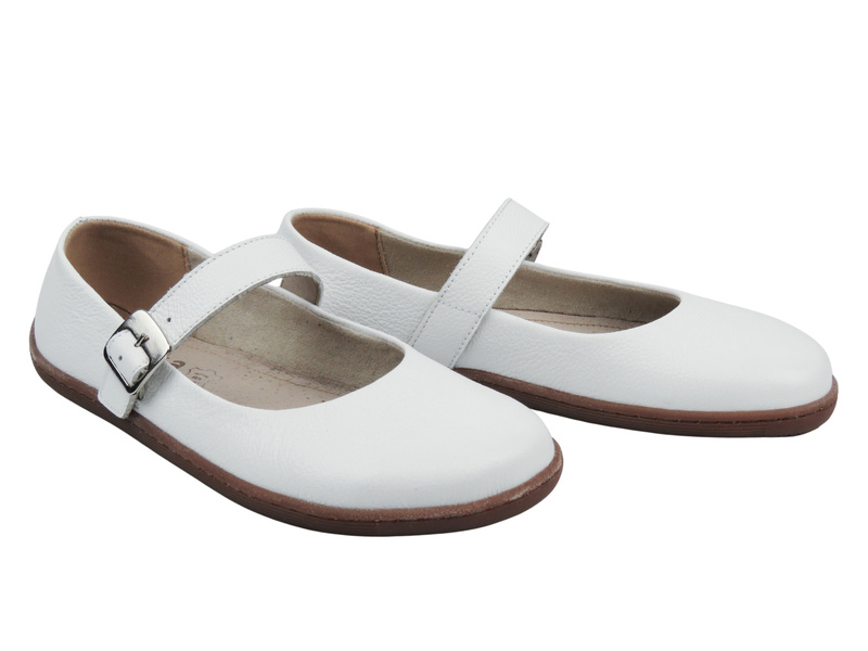 Dámské barefoot minimalistické kožené polobotky bílé Nika Komfort 1445