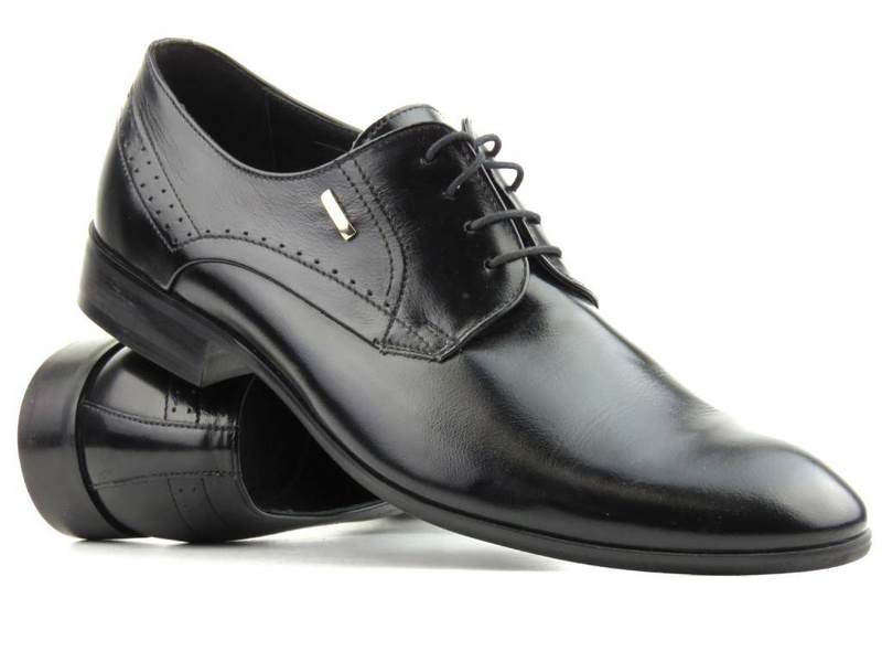 Kožená pánská společenská obuv - CONHPOL 3611-0017, černá