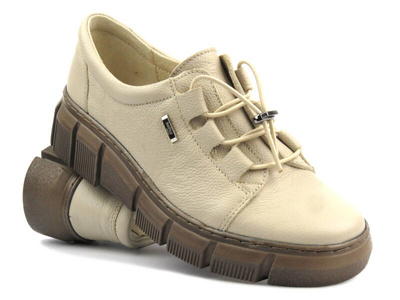 Dámské polobotky z přírodní kůže - Helios 407, ecru