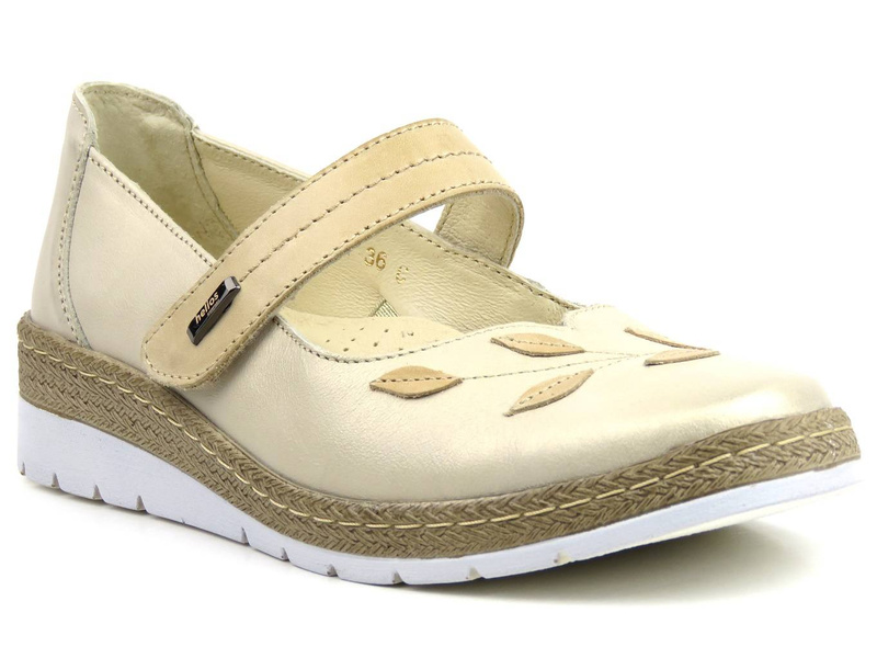 Kožená dámská jarně-letní obuv - HELIOS Komfort 341S, zlatá