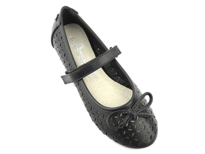 Prolamované dětské baleríny American Club 140719, černé