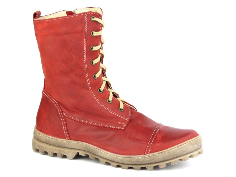 Teplé, kožené dámské kozačky HELIOS KOMFORT 625, červené