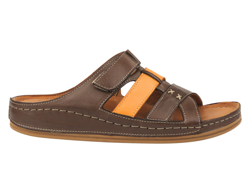 Pohodlné dámské kožené pantofle Nika Komfort 0186-701 hnědé