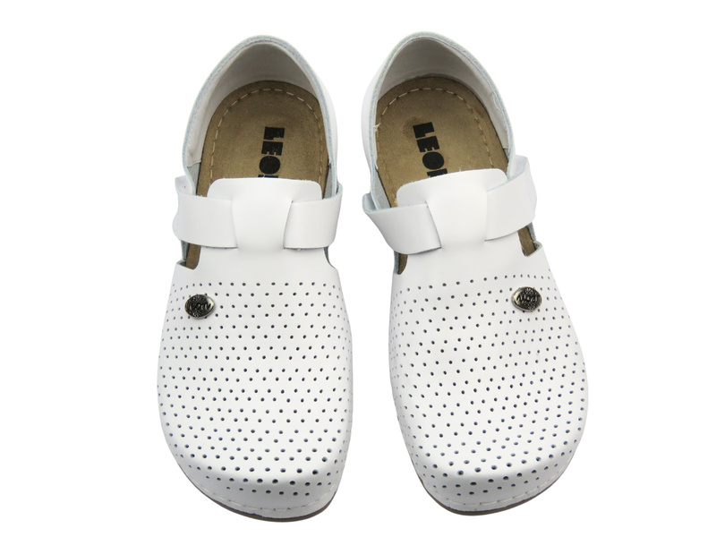 Dámské kožené polobotky bílé Leon 959