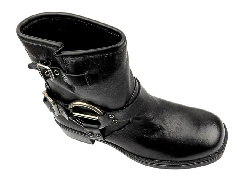 Dámské kožené kotníkové boty Venezia W014LEBLOBB008 Černé nazouvací boty