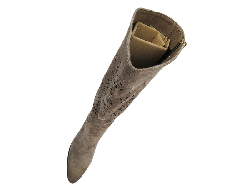 Ažurové kotníkové boty na jemném podpatku khaki Potocki 24-12506